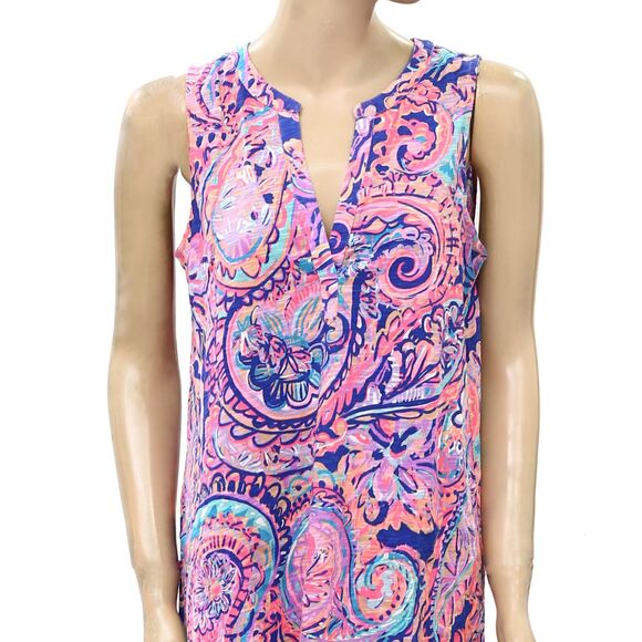 Lilly Pulitzer Dev Tank Mini Dress Paisley Printed Cotton Resort S NEW 230699 - Picture 5 of 7